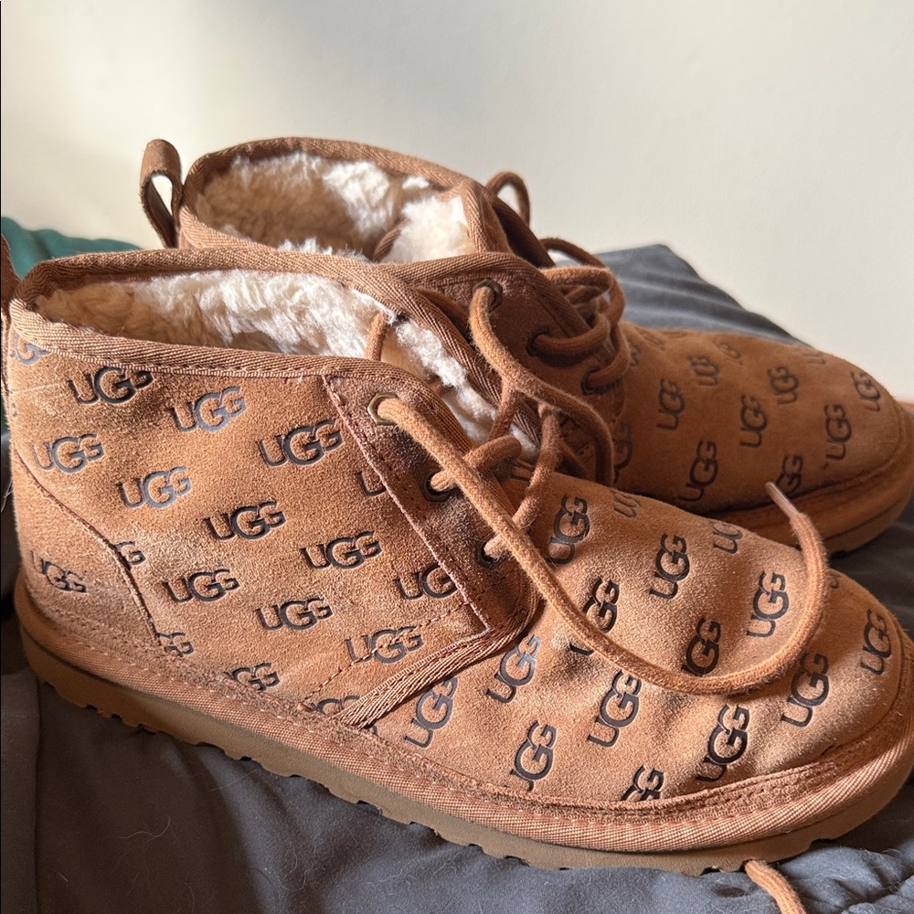 UGG Ugg Neumel Embossed Logo Chestnut Mini Ankle Boots Women's